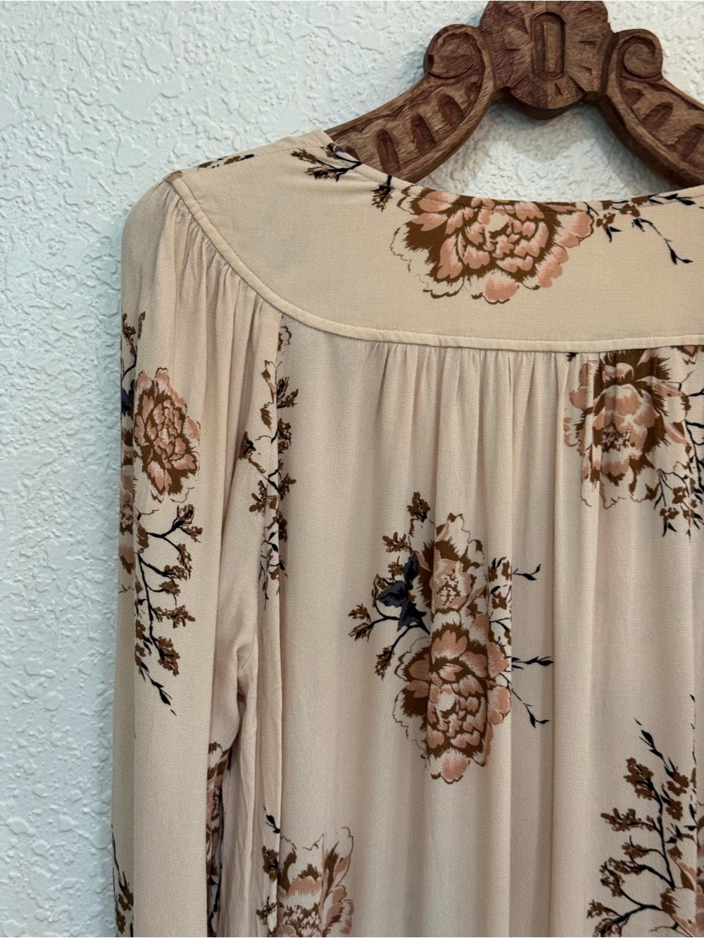 Free People Blush Beige Floral Maxi Dress with Tie Detail - Picture 7 of 8